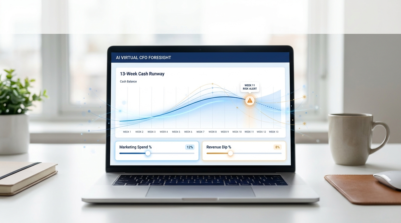 A founder looking at complex financial data, representing the chaos of startup finance